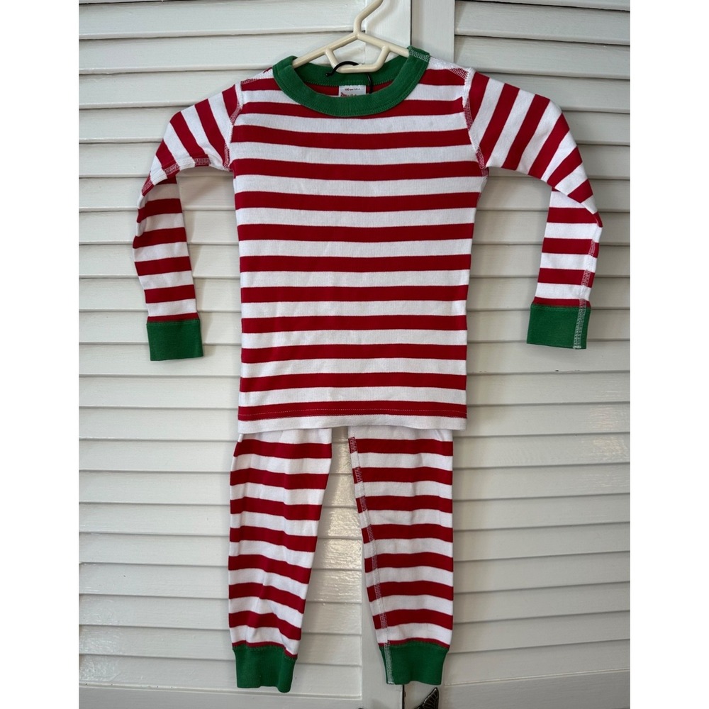 Hanna Andersson Size 100 4/5 Red & White Striped Oragnic Cotton Pajamas LJs